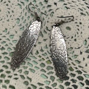 BOGO Floral etched Silver Dangle Earrings bohemian
